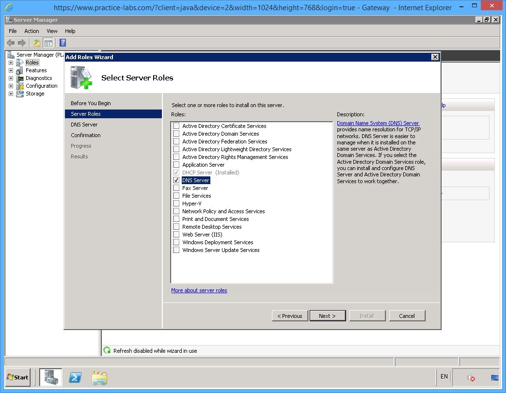 Practice Labs screenshot.